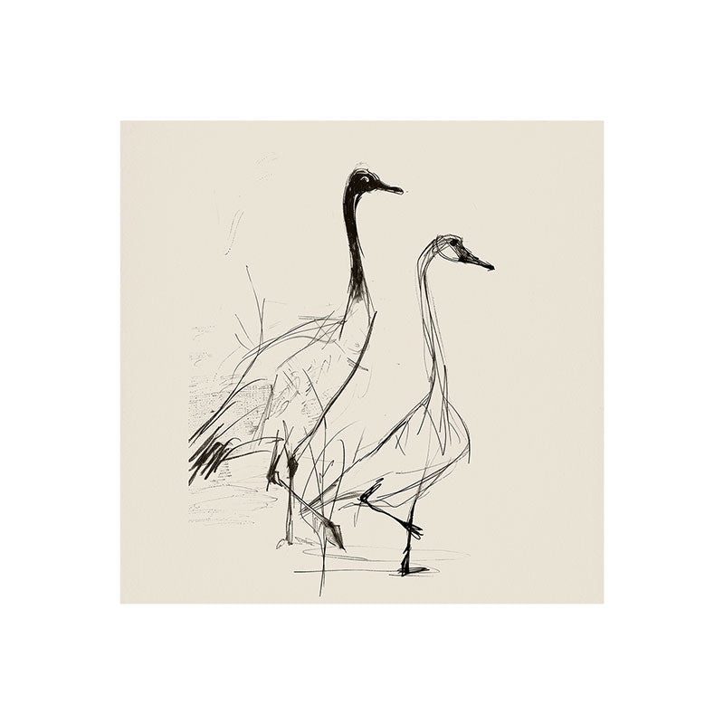 Nadja Two Geese Minimalist Drawing Art Print