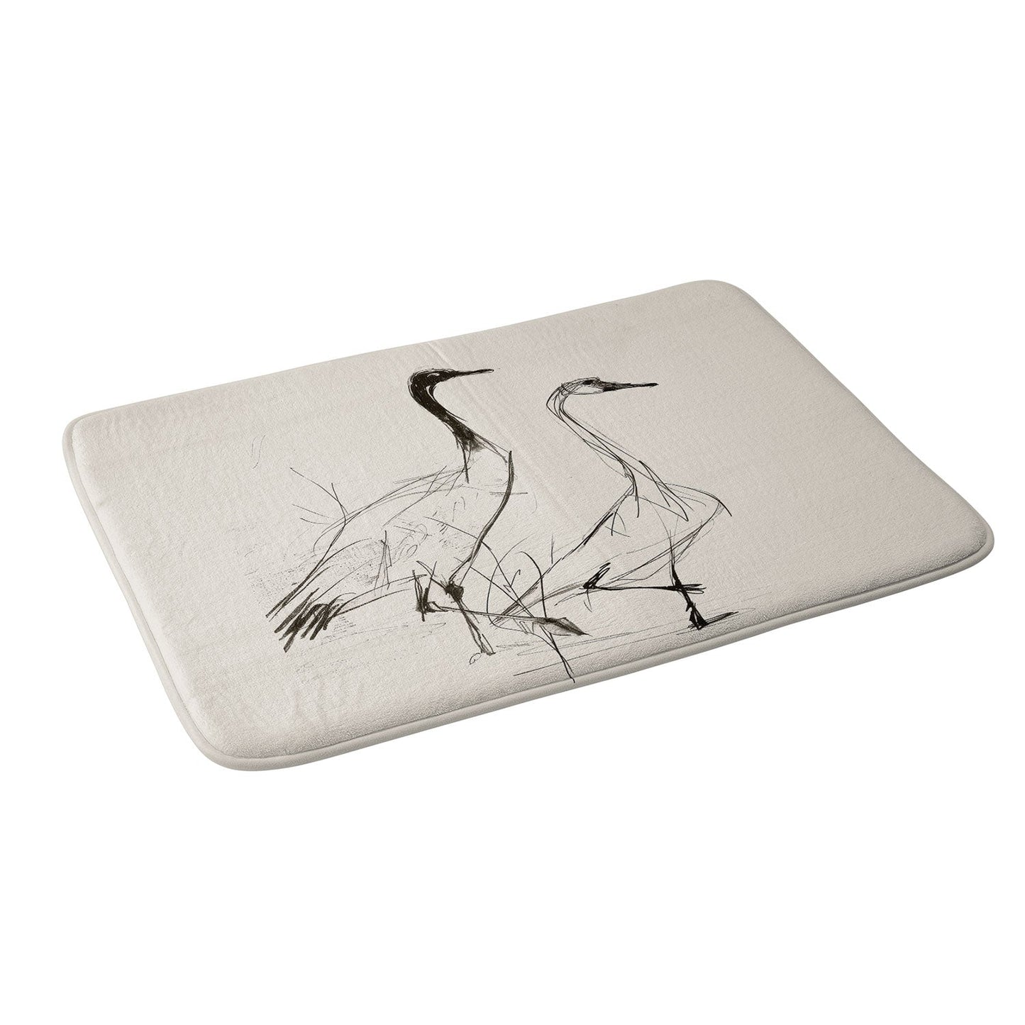 Nadja Two Geese Minimalist Drawing Memory Foam Bath Mat