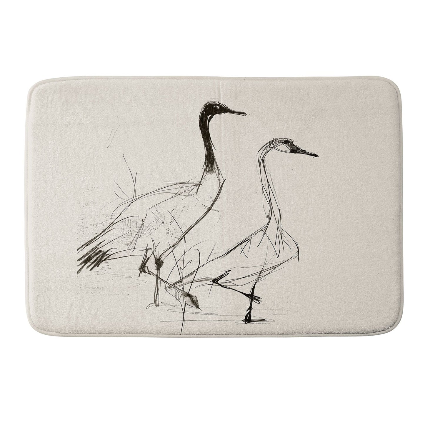 Nadja Two Geese Minimalist Drawing Memory Foam Bath Mat