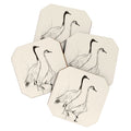 Nadja Two Geese Minimalist Drawing Coaster Set