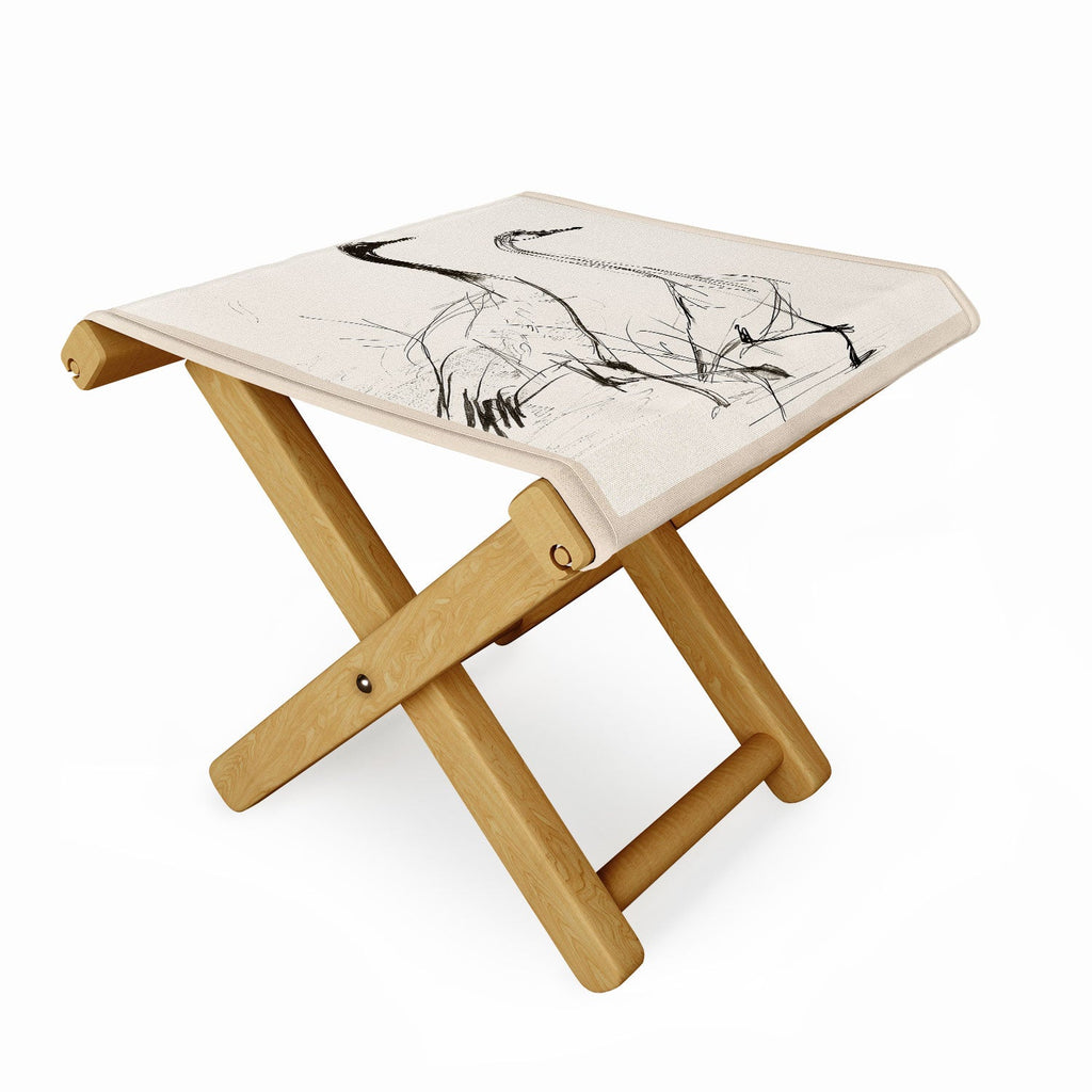 Nadja Two Geese Minimalist Drawing Folding Stool