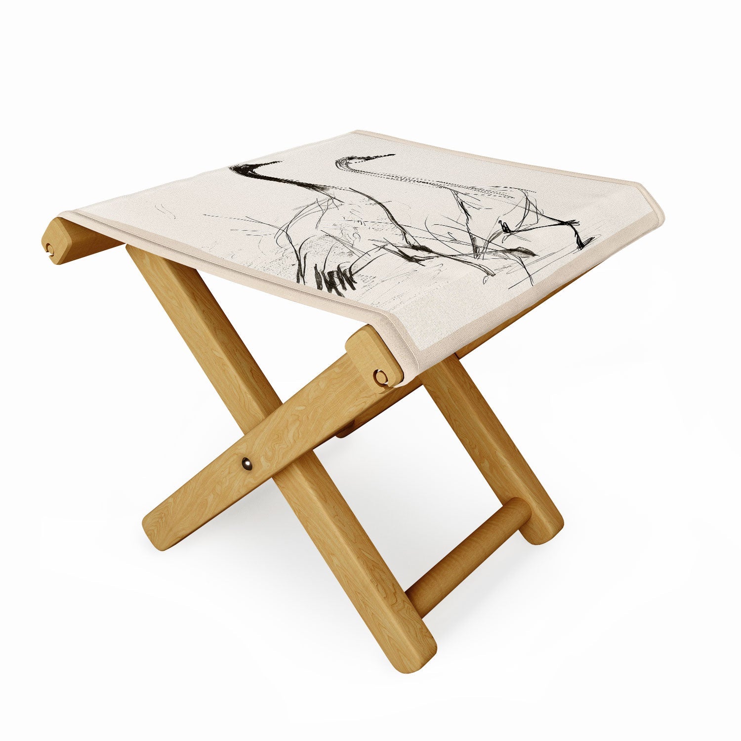 Nadja Two Geese Minimalist Drawing Folding Stool
