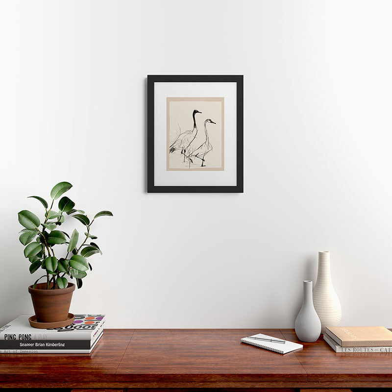 Nadja Two Geese Minimalist Drawing Framed Art Print