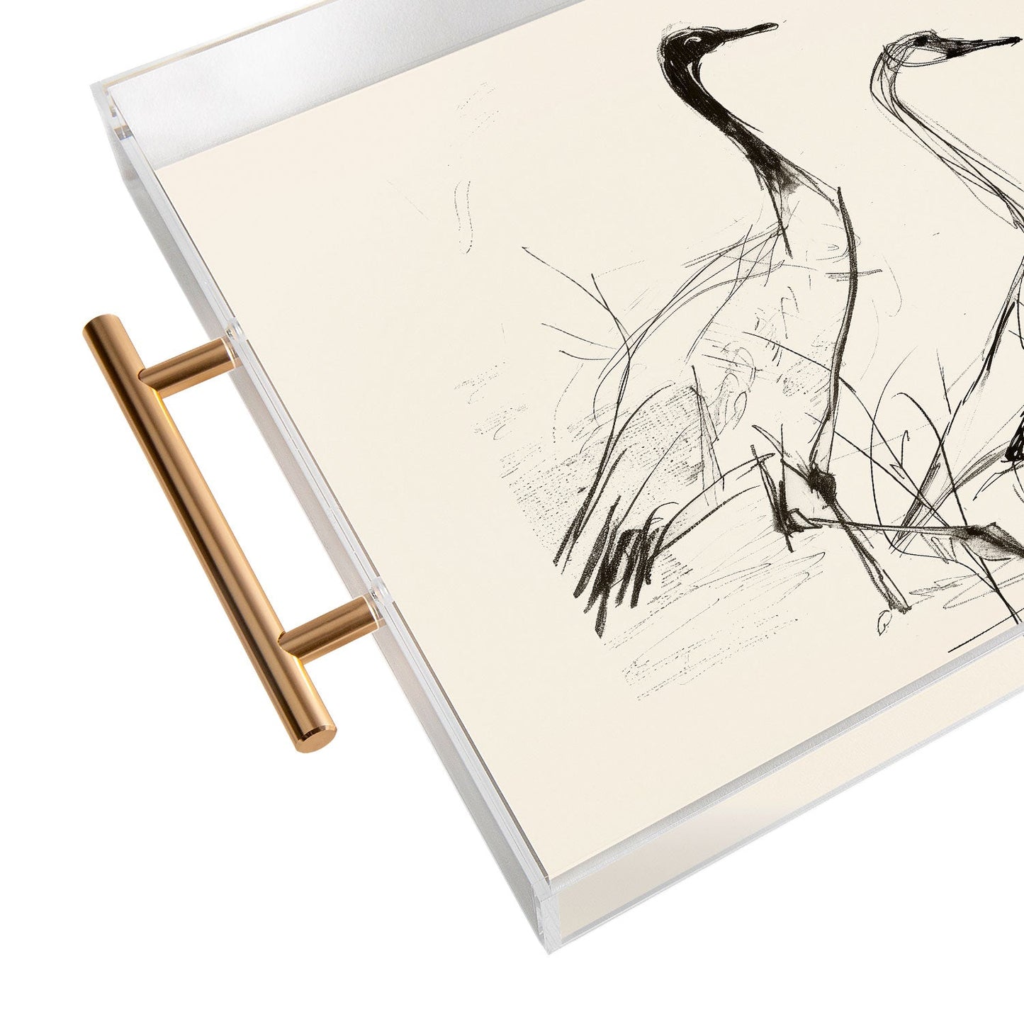 Nadja Two Geese Minimalist Drawing Acrylic Tray