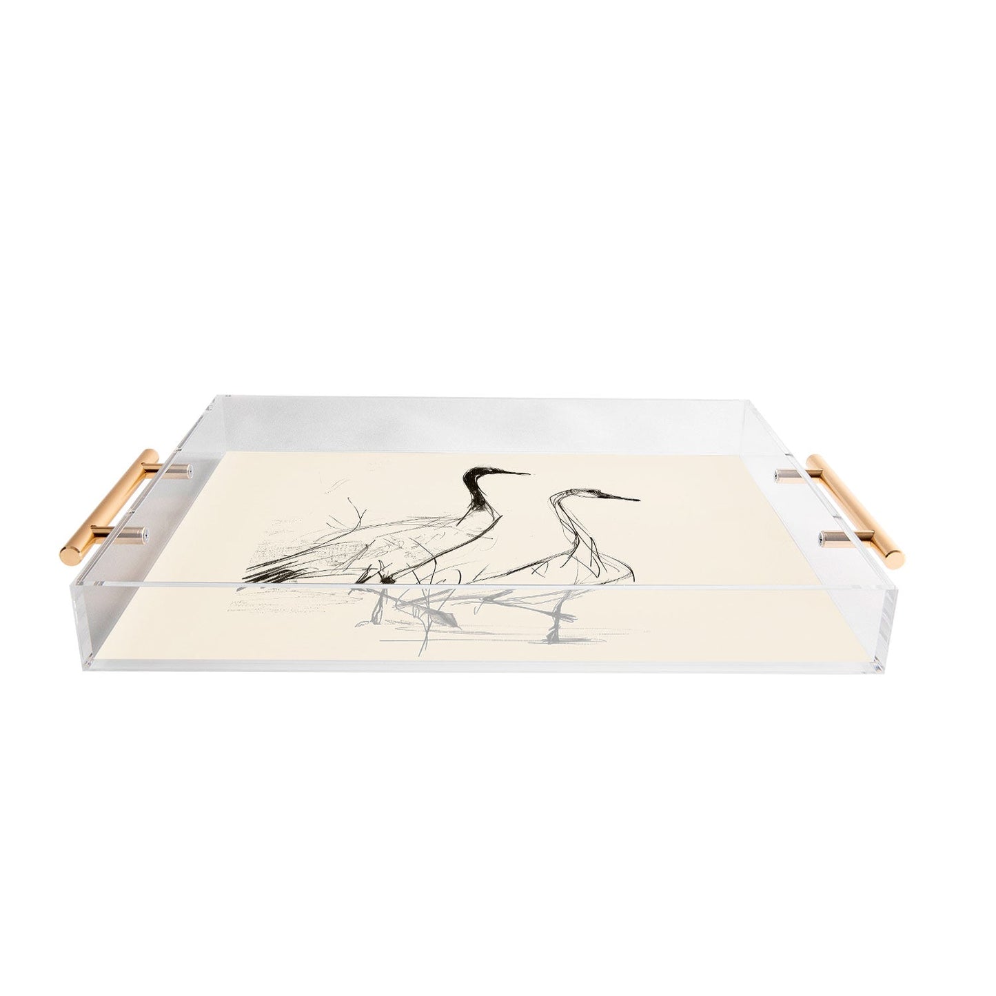 Nadja Two Geese Minimalist Drawing Acrylic Tray