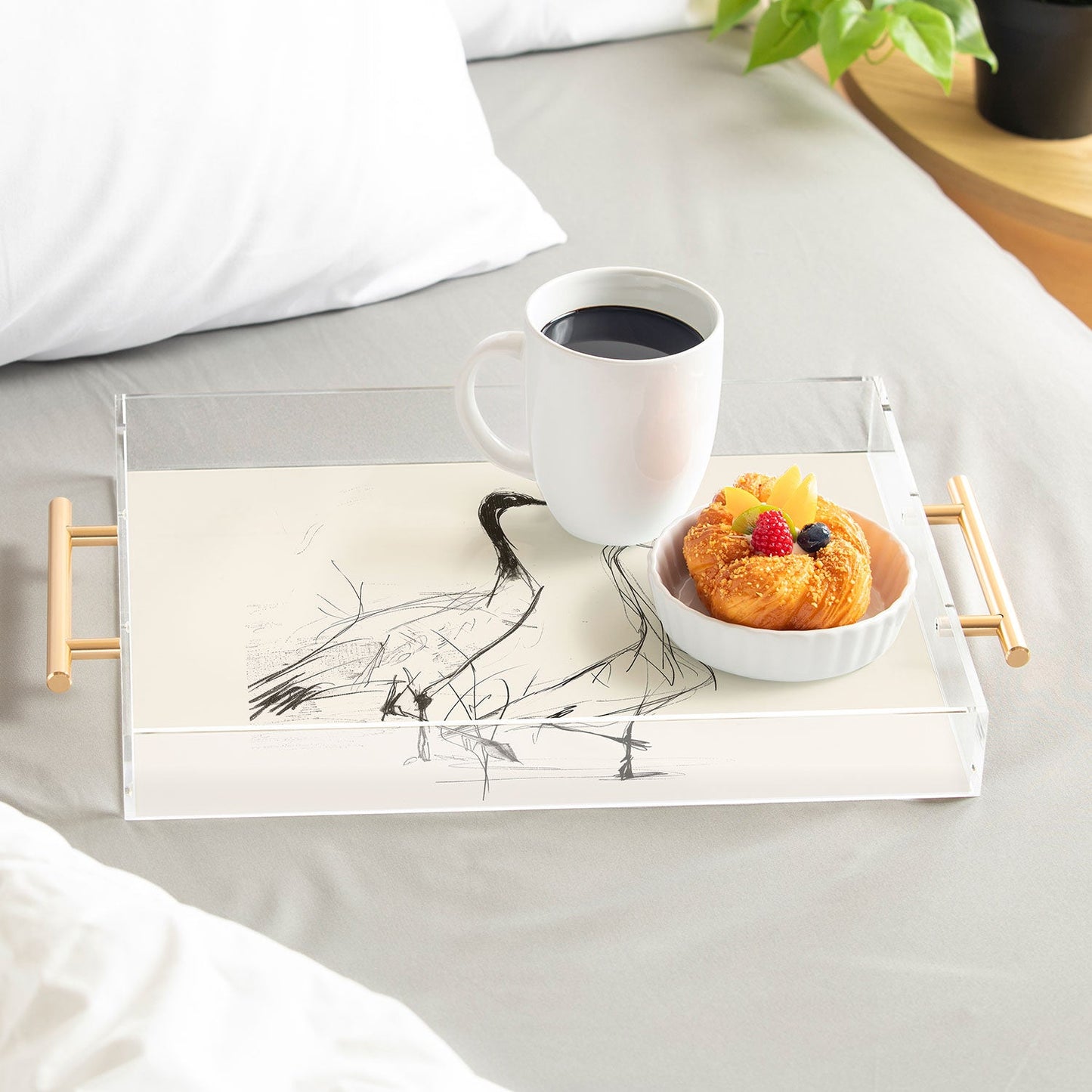Nadja Two Geese Minimalist Drawing Acrylic Tray