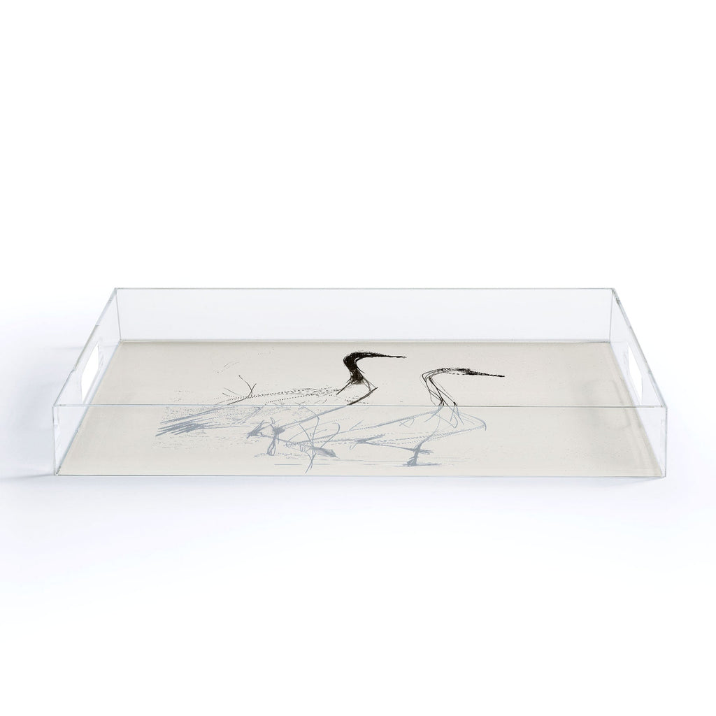 Nadja Two Geese Minimalist Drawing Acrylic Tray