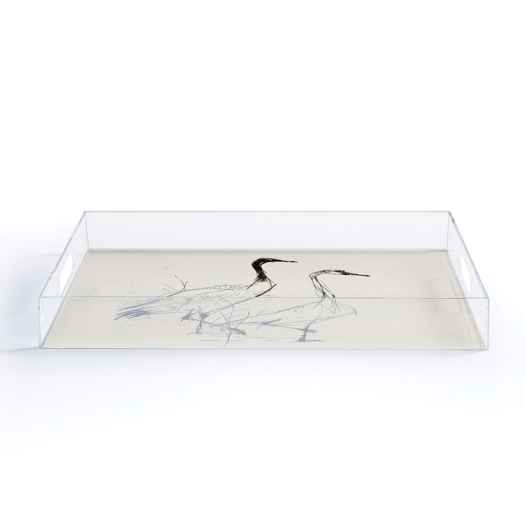 Nadja Two Geese Minimalist Drawing Acrylic Tray