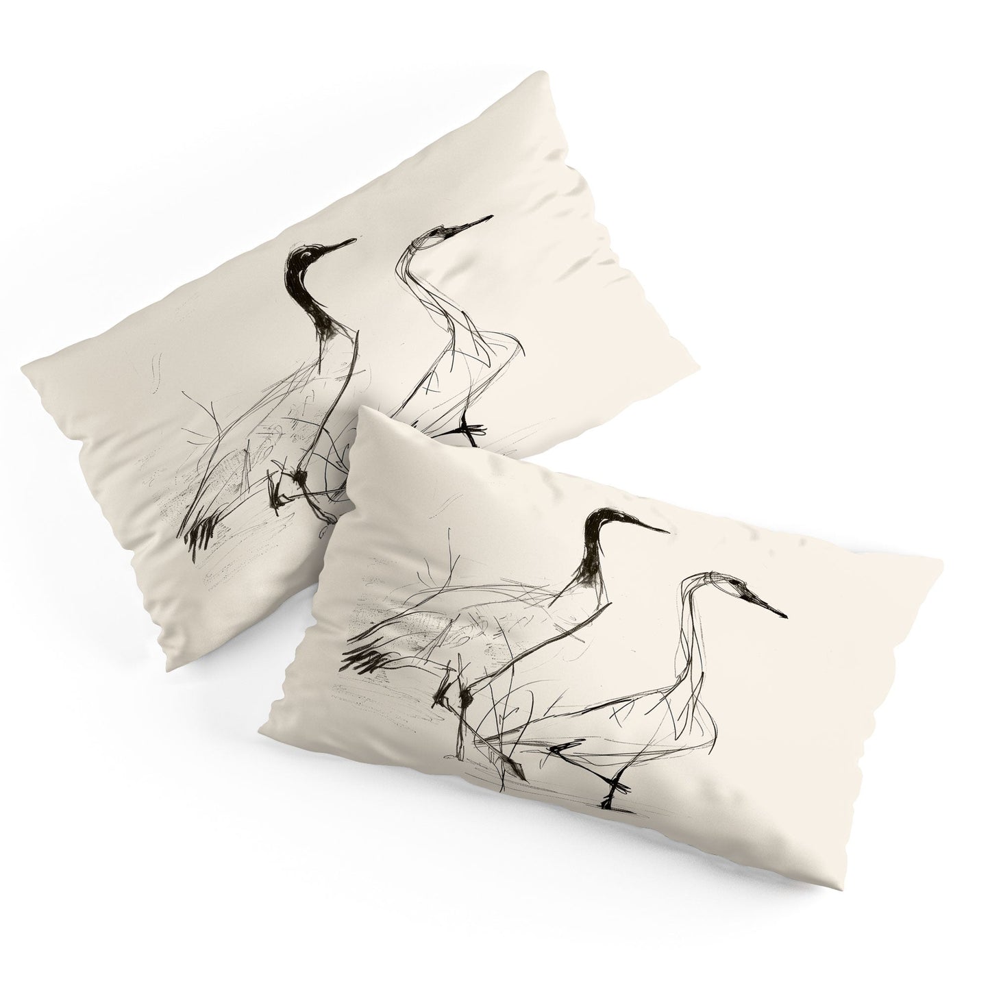 Nadja Two Geese Minimalist Drawing Pillow Shams