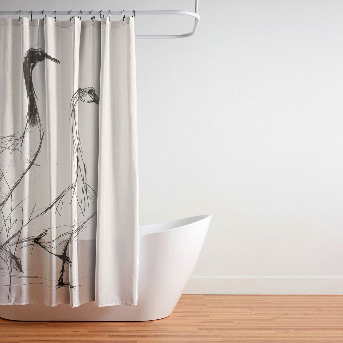 Nadja Two Geese Minimalist Drawing Shower Curtain