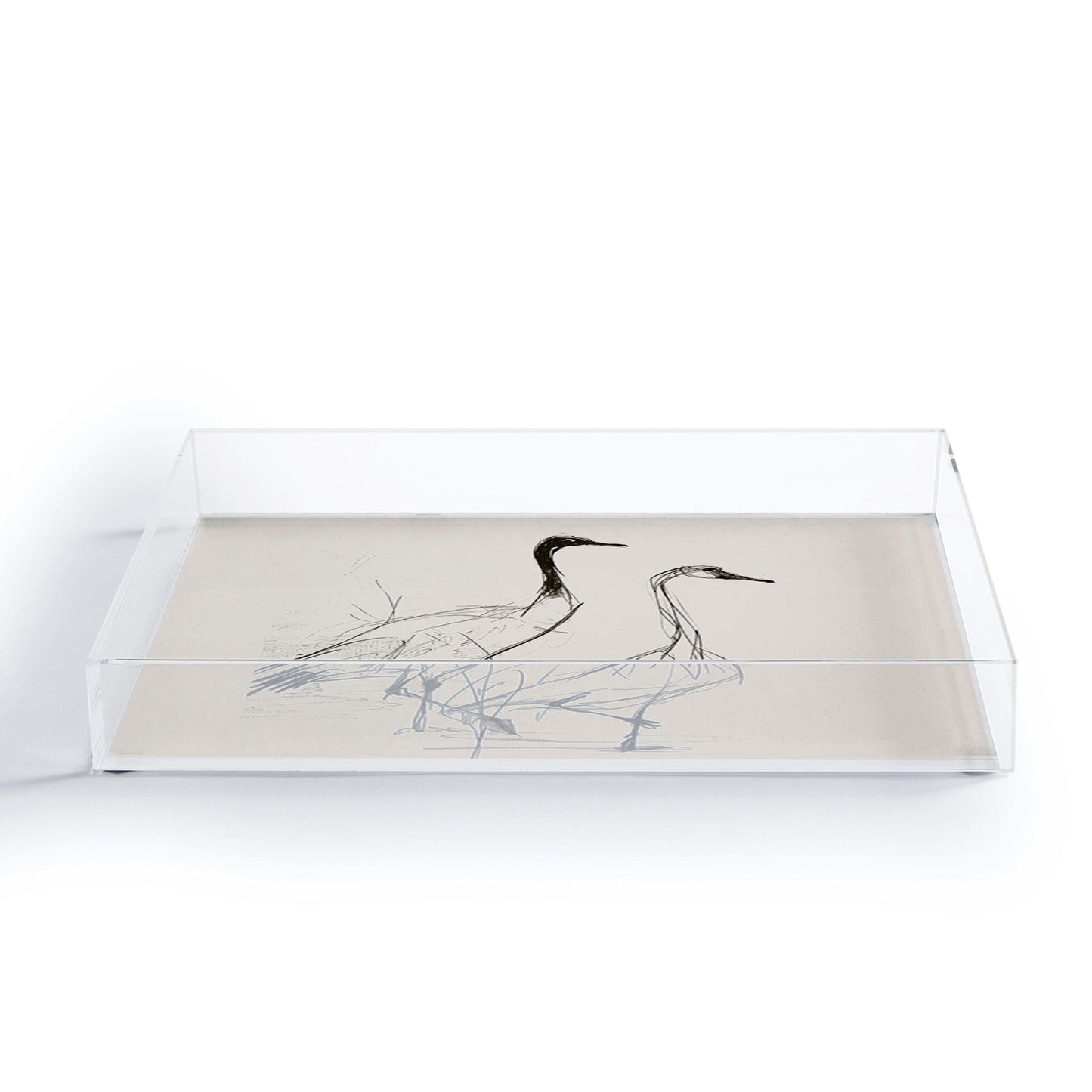 Nadja Two Geese Minimalist Drawing Acrylic Tray