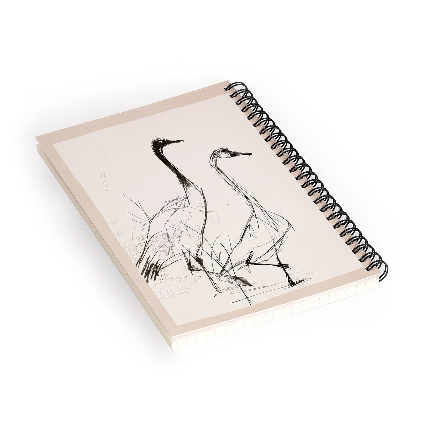 Nadja Two Geese Minimalist Drawing Spiral Notebook