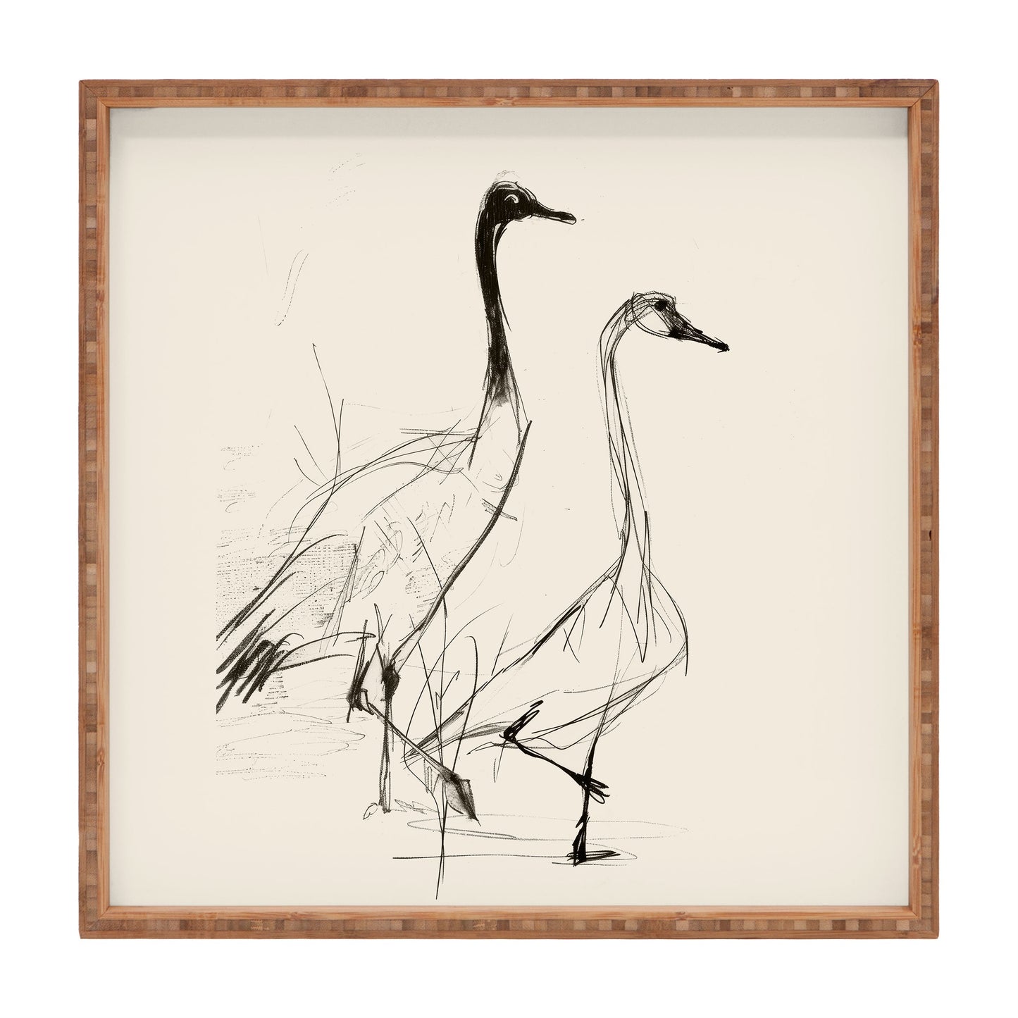 Nadja Two Geese Minimalist Drawing Square Tray