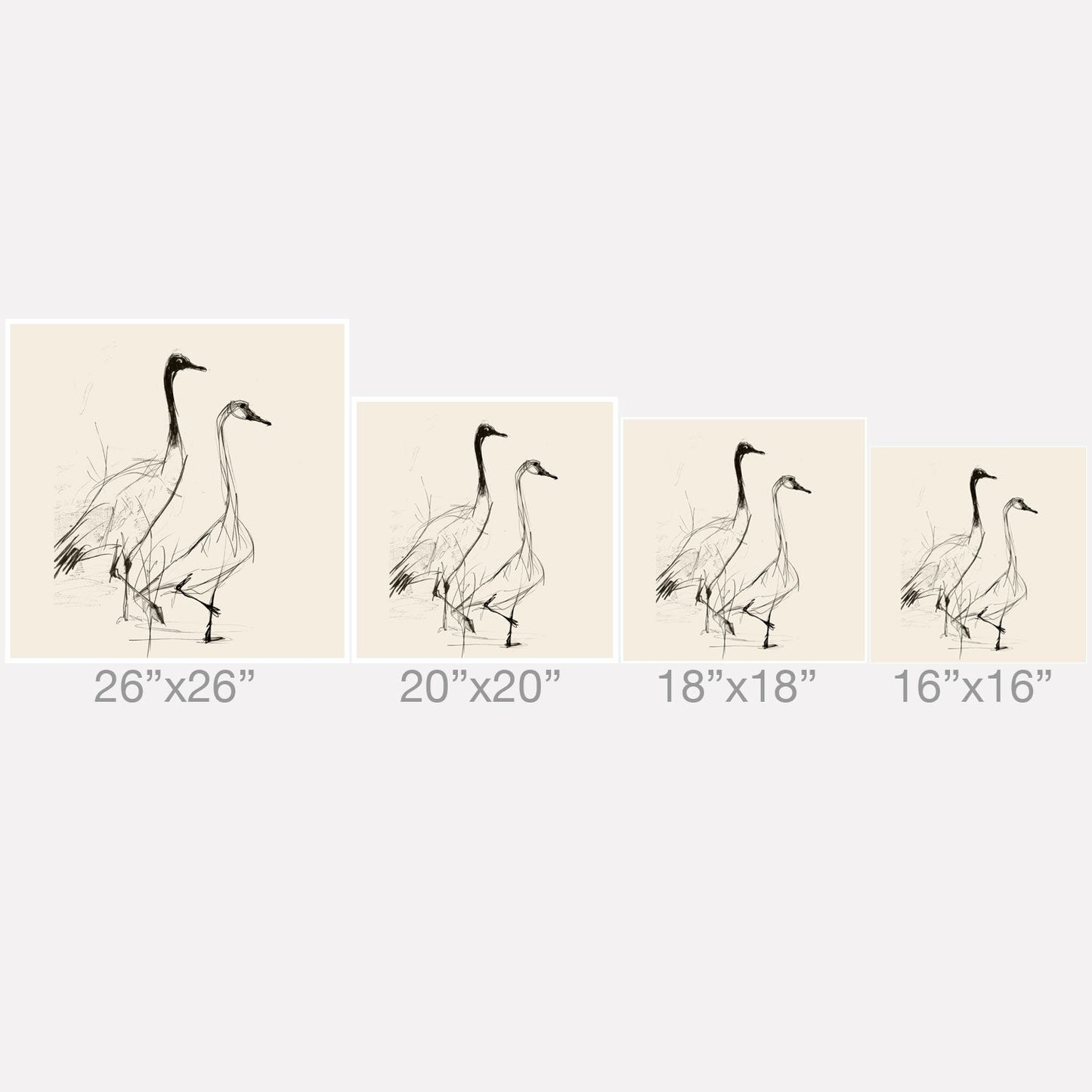 Nadja Two Geese Minimalist Drawing Throw Pillow