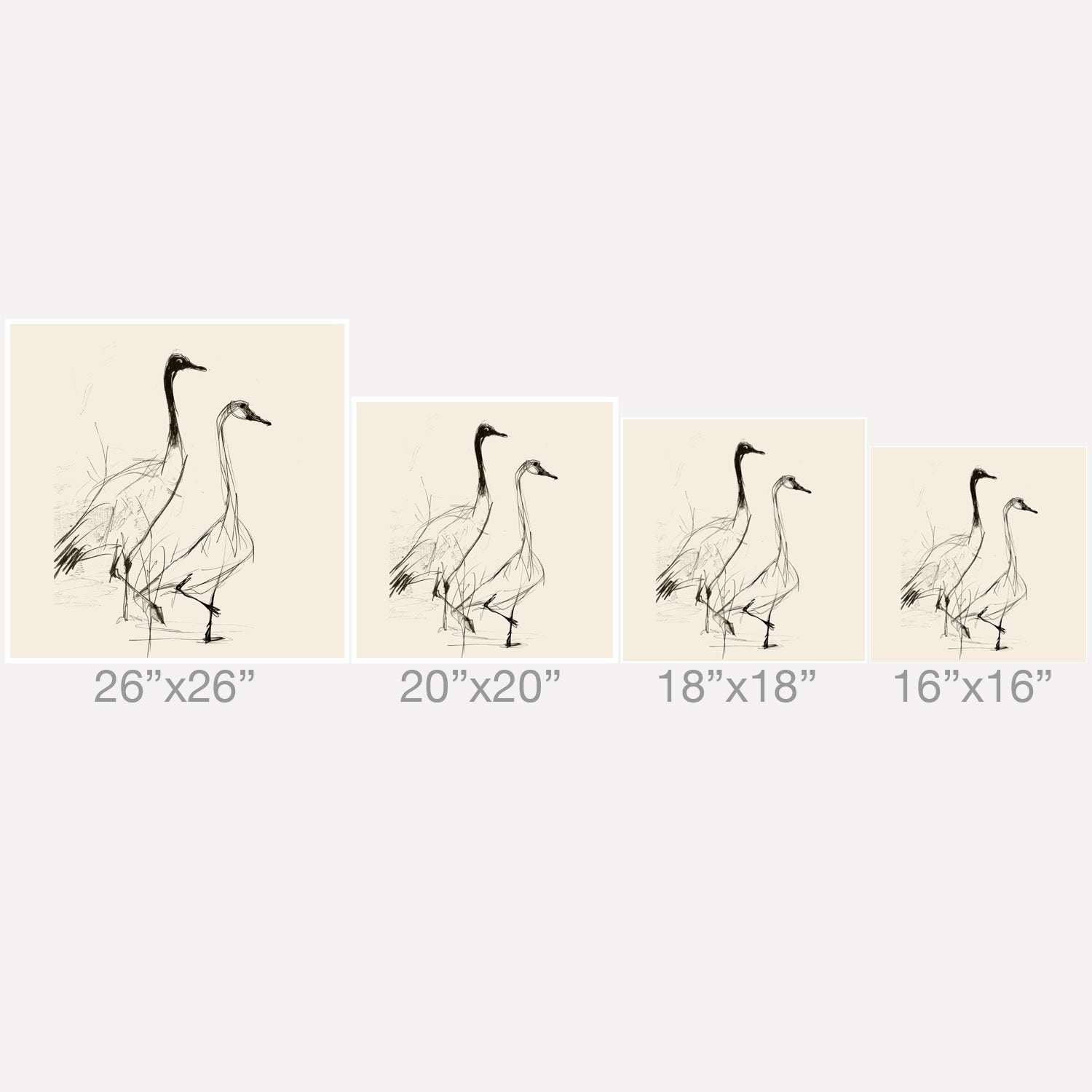 Nadja Two Geese Minimalist Drawing Outdoor Throw Pillow