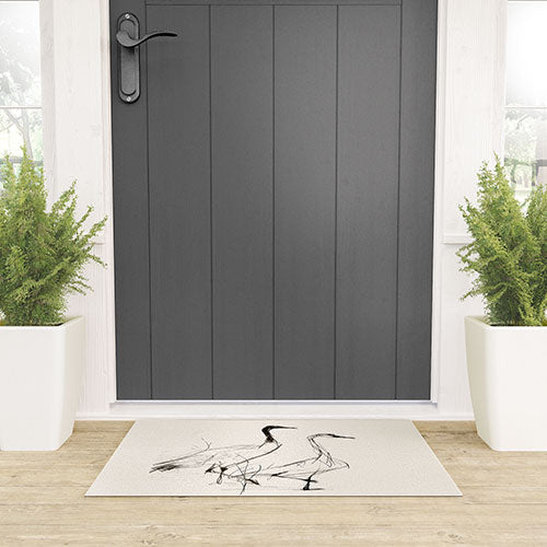 Nadja Two Geese Minimalist Drawing Welcome Mat
