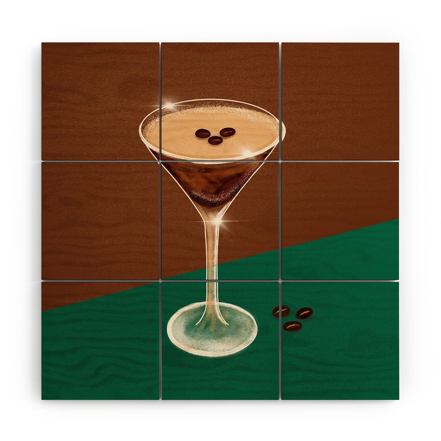 Design by Spark Expresso Martini Coffee Beans Wood Wall Mural