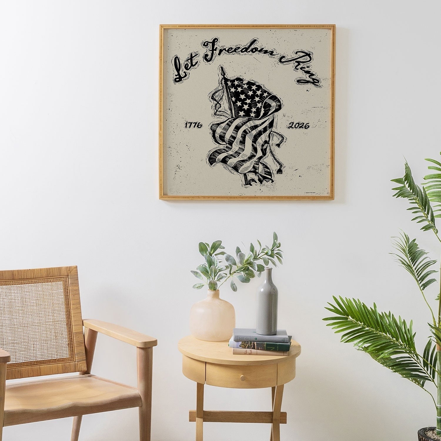 DENY Designs Let Freedom Ring Block Framed Wall Art