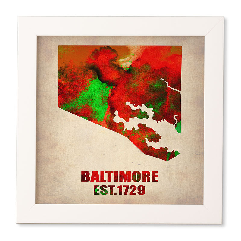 Naxart Baltimore Watercolor Map Framed Wall Art