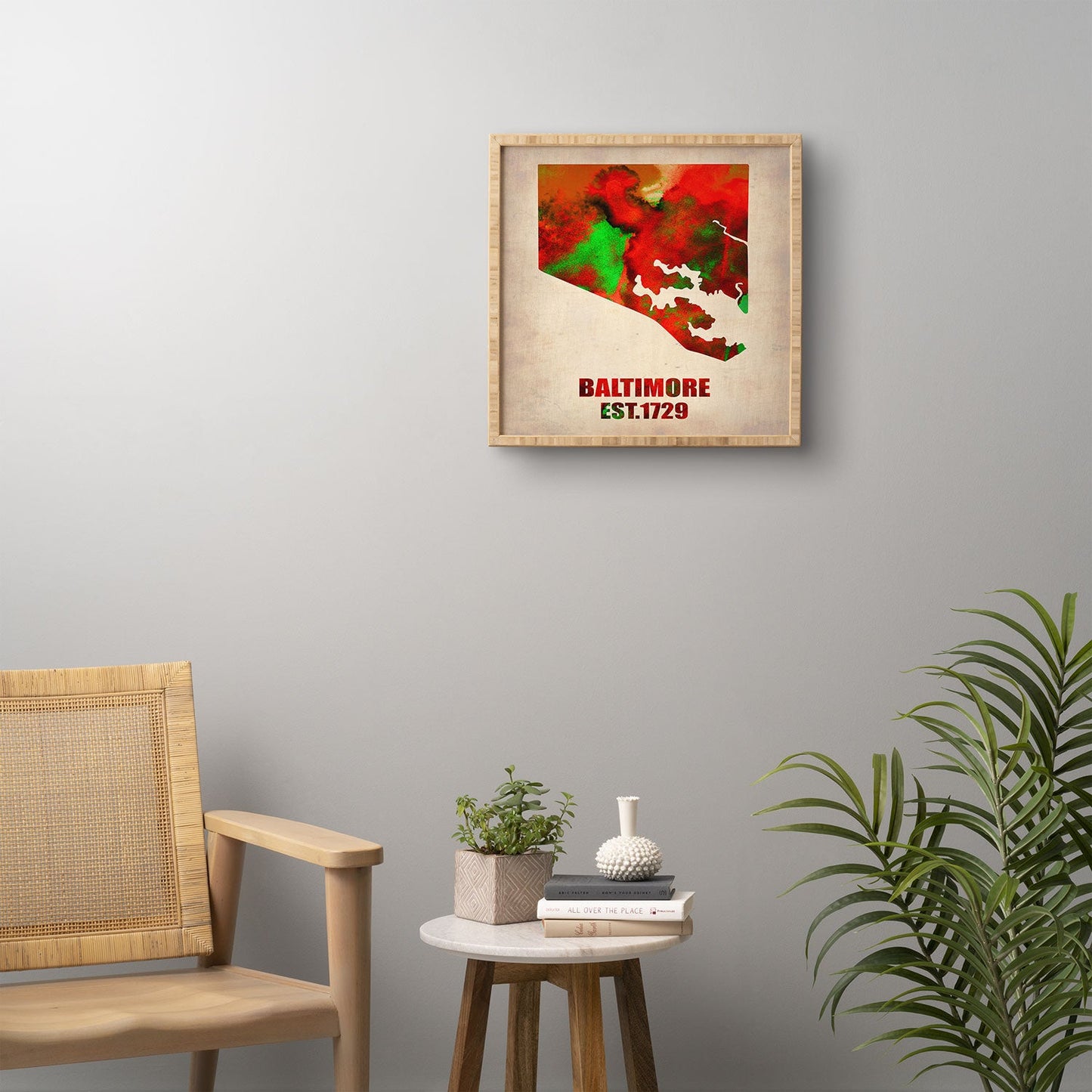 Naxart Baltimore Watercolor Map Framed Wall Art