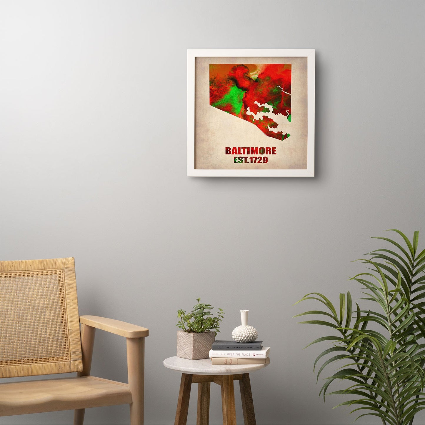 Naxart Baltimore Watercolor Map Framed Wall Art