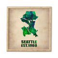 Naxart Seattle Watercolor Map Framed Wall Art