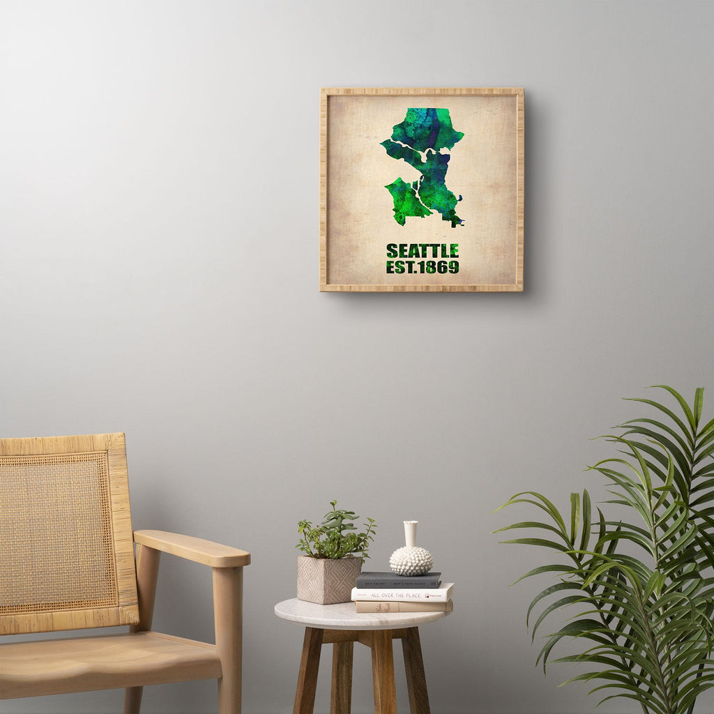 Naxart Seattle Watercolor Map Framed Wall Art