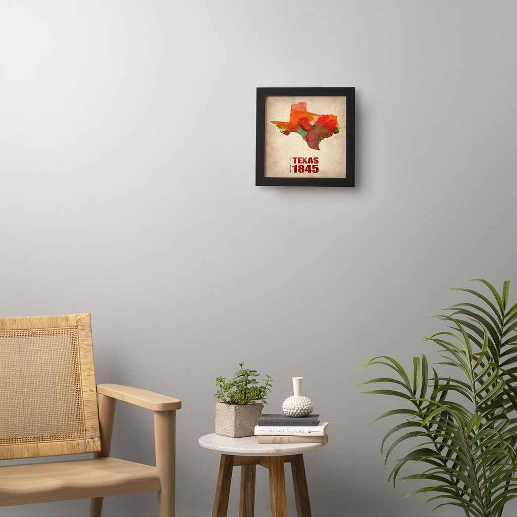 Naxart Texas Watercolor Map Framed Wall Art