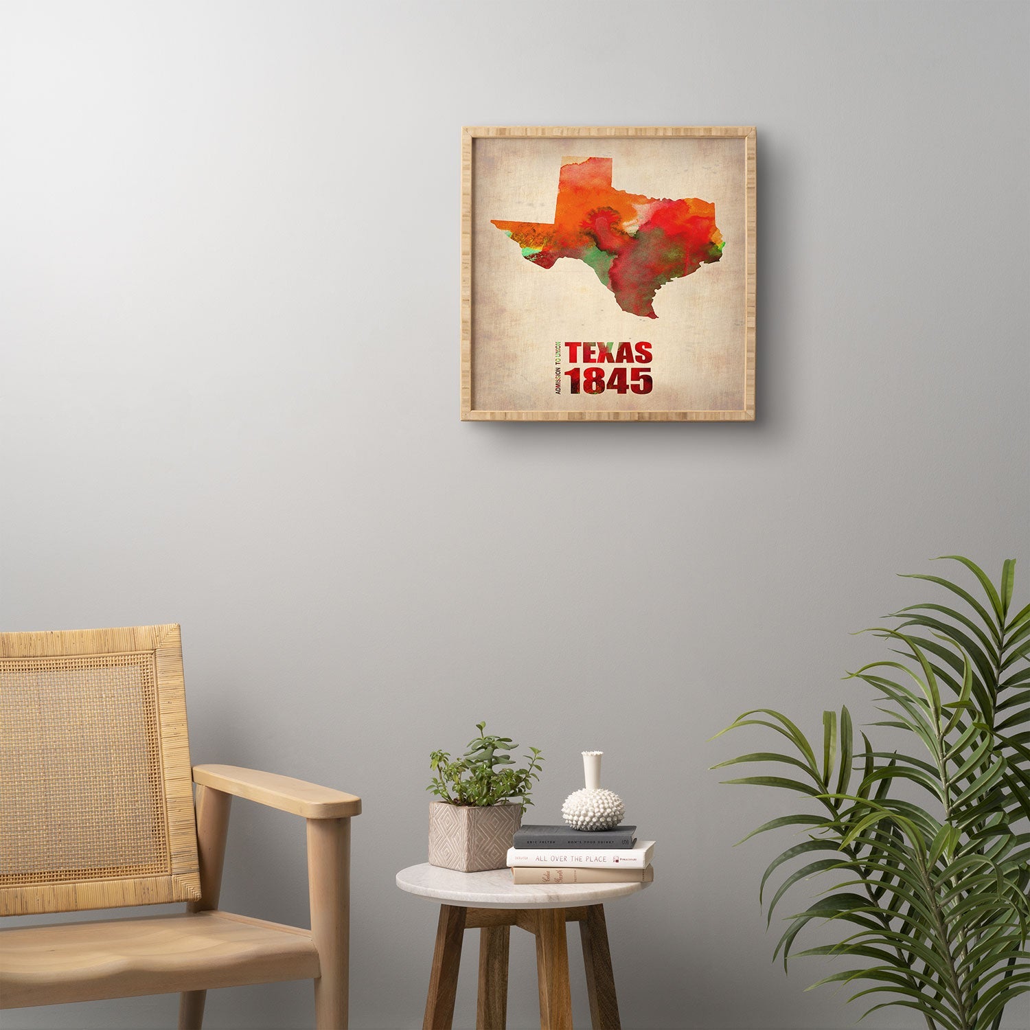Naxart Texas Watercolor Map Framed Wall Art