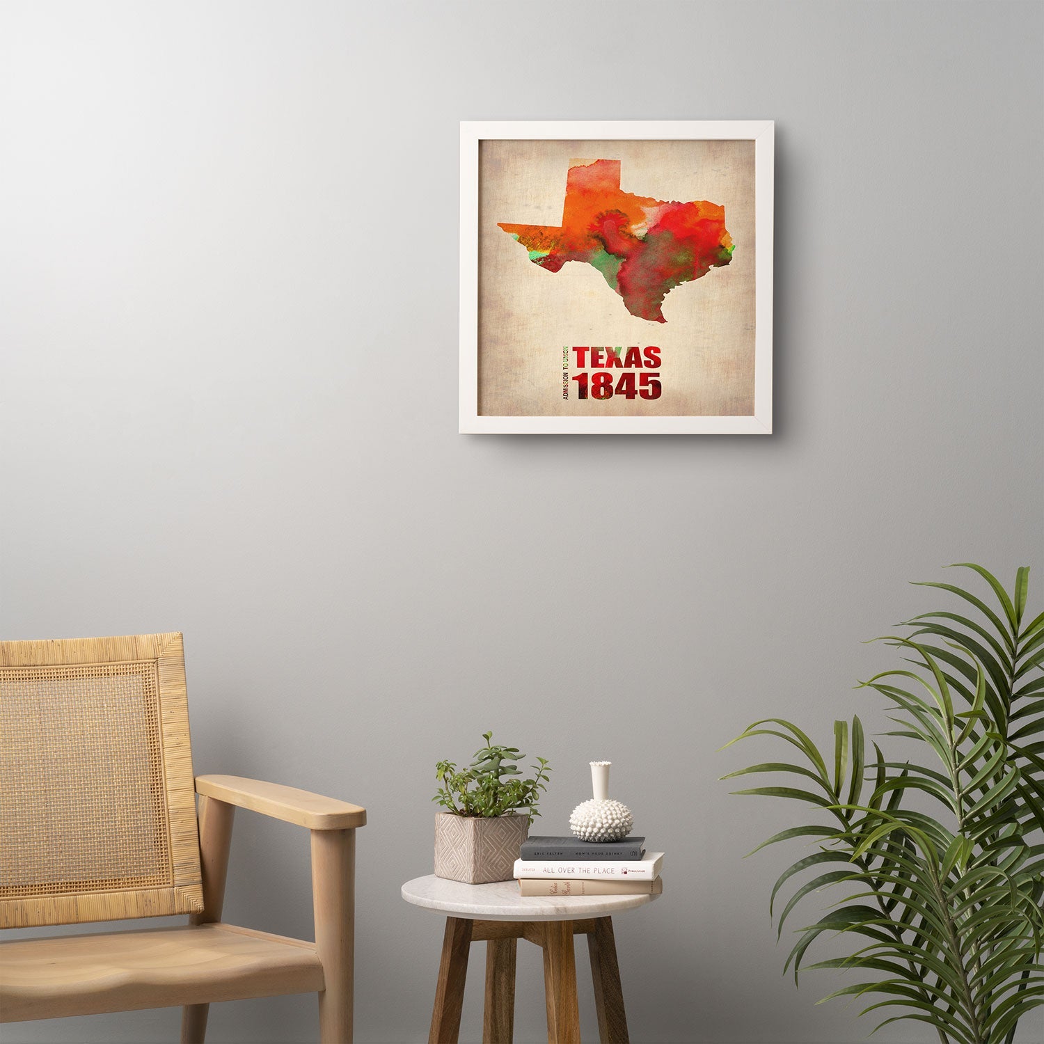 Naxart Texas Watercolor Map Framed Wall Art