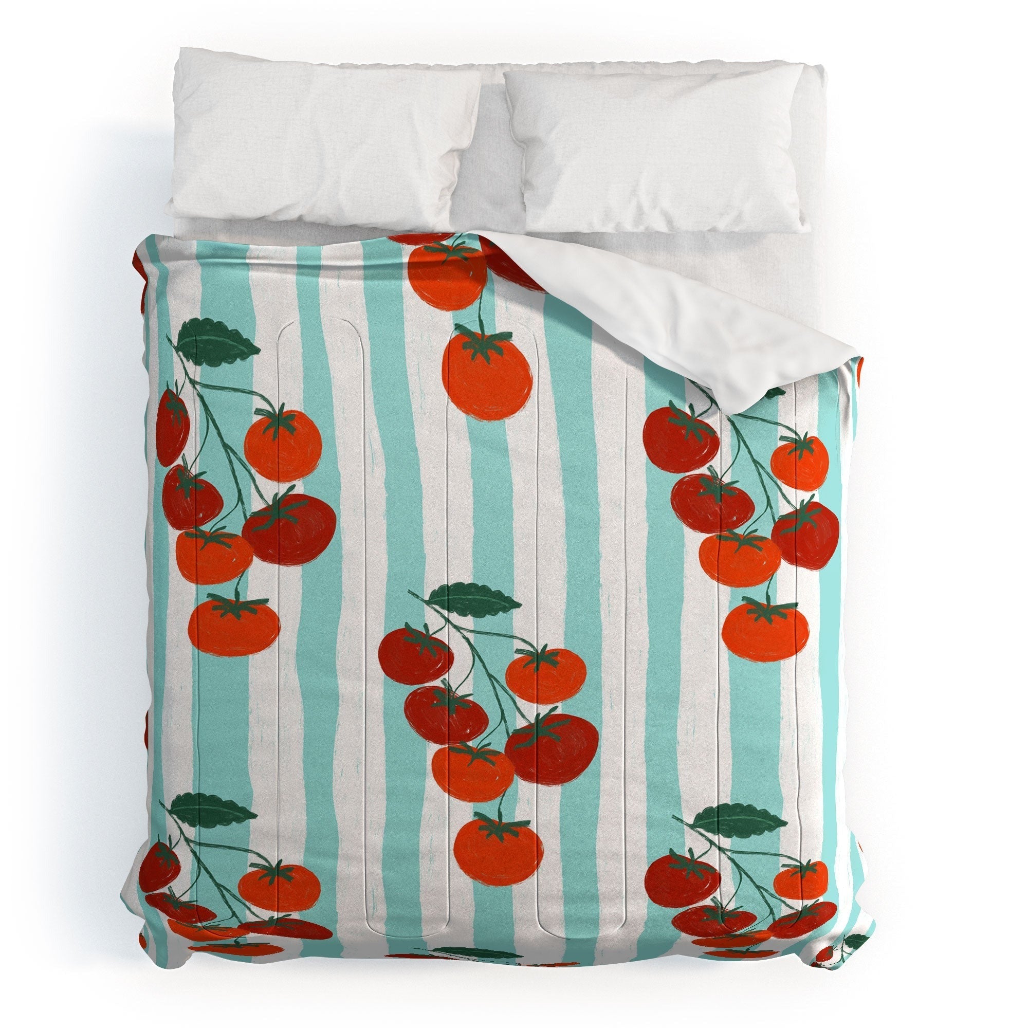Design by Spark Zesty Tomatoes and Stripes Comforter