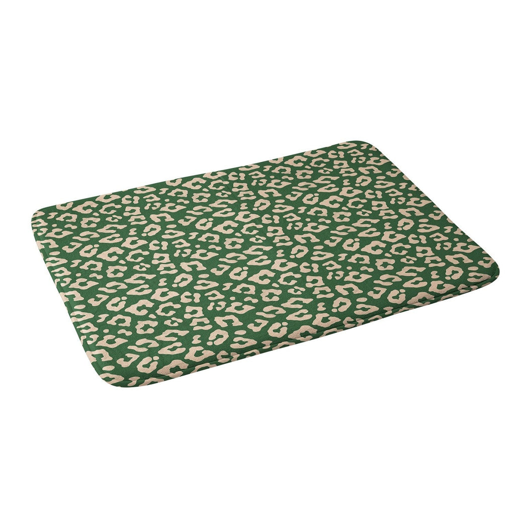 Avenie BR Cheetah Print In Green Memory Foam Bath Mat