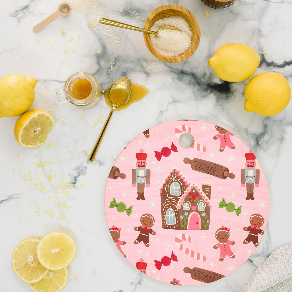 carriecantwell Sweet Christmas Holidays Cutting Board Round