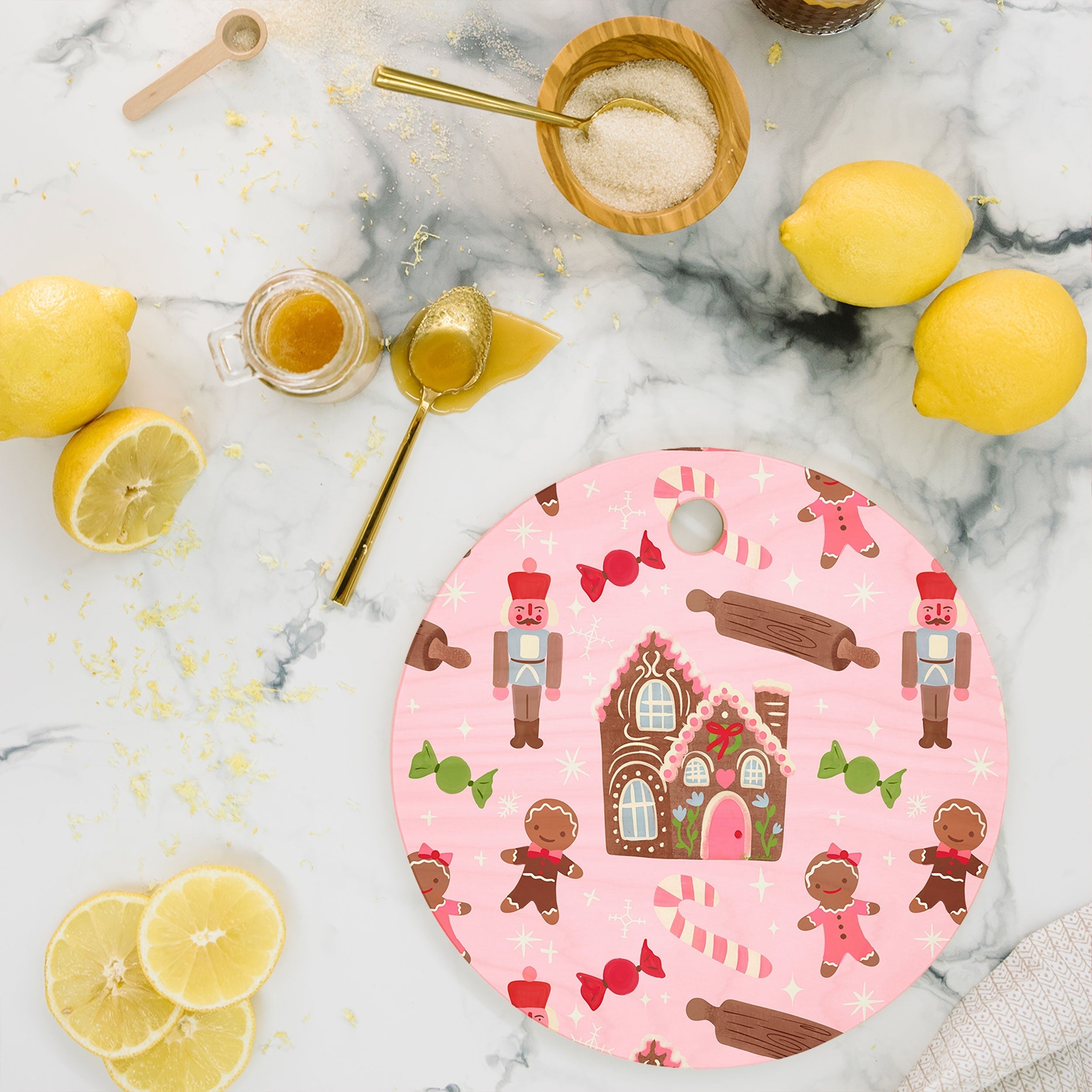 carriecantwell Sweet Christmas Holidays Cutting Board Round