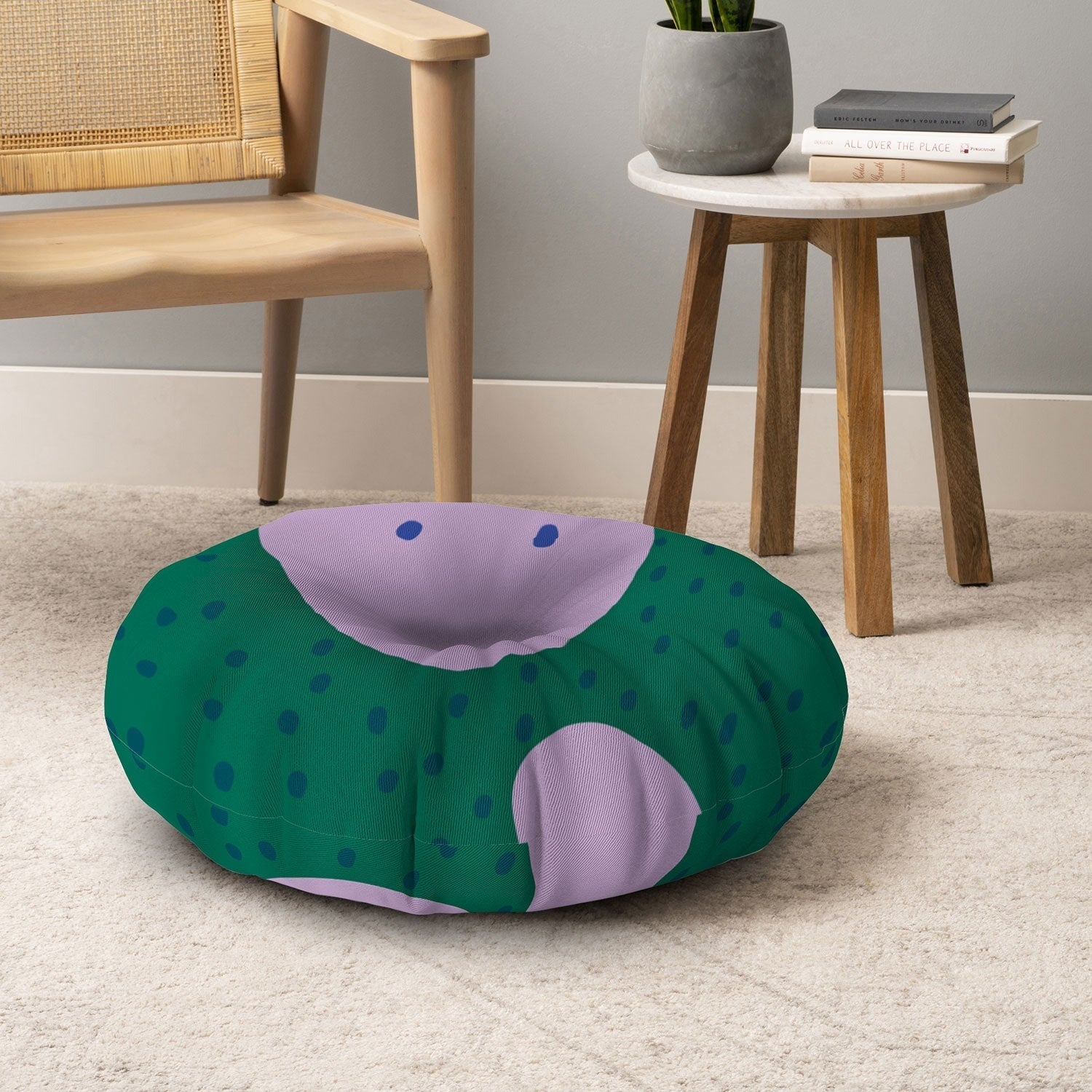Camilla Foss Pebbles and Rabbit Floor Pillow Round