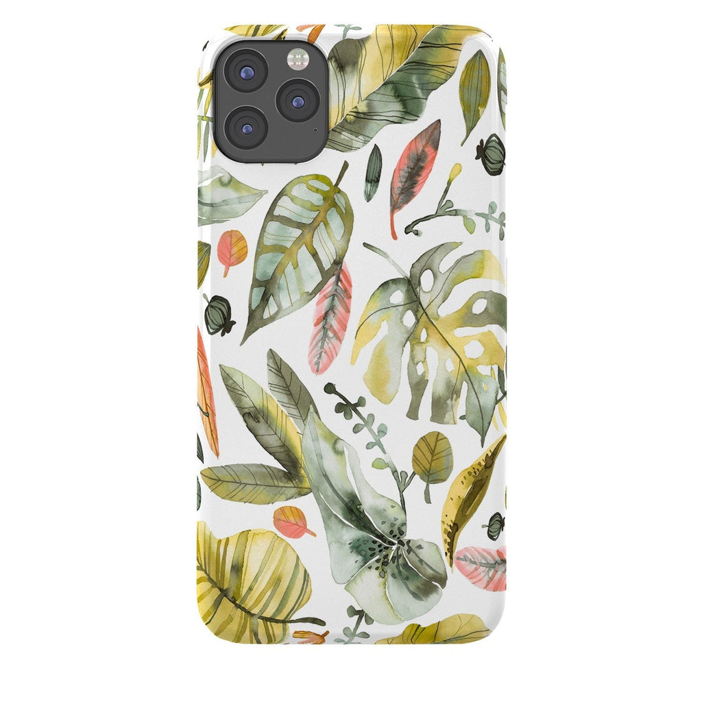 Ninola Design Botanic Retreat Tropical Jungle Leaves Botanical Green Orange Phone Case