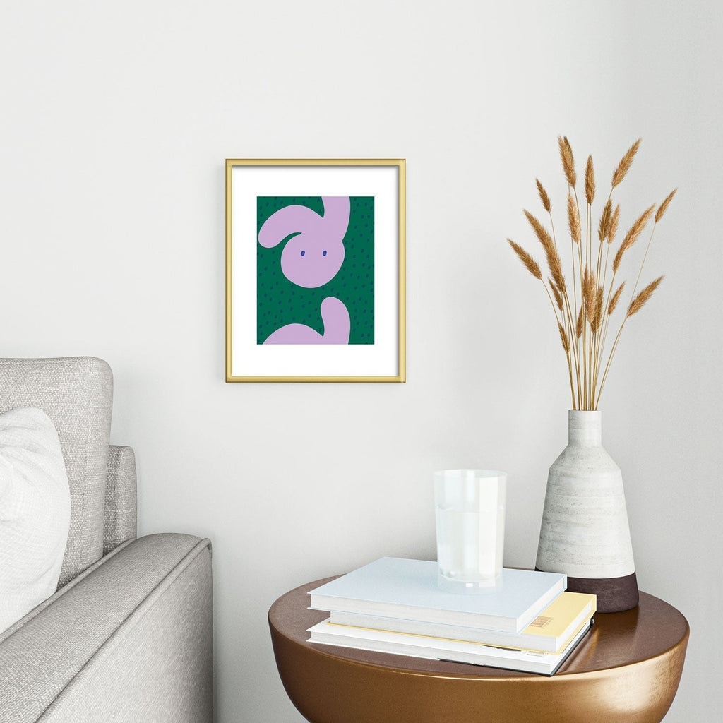 Camilla Foss Pebbles and Rabbit Metal Framed Art Print