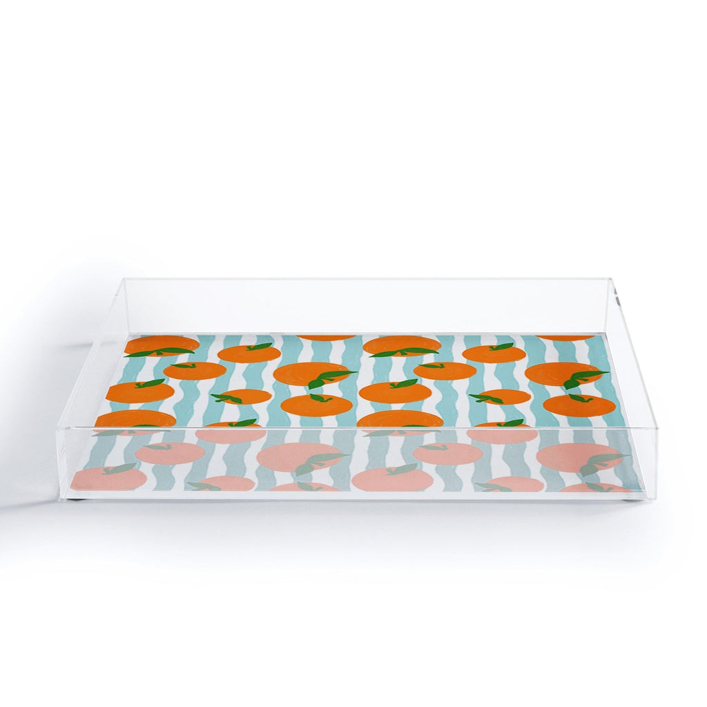 Design by Spark Zesty Oranges and Stripes Acrylic Tray