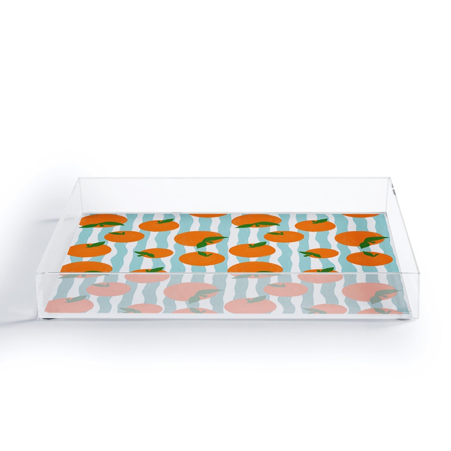Design by Spark Zesty Oranges and Stripes Acrylic Tray