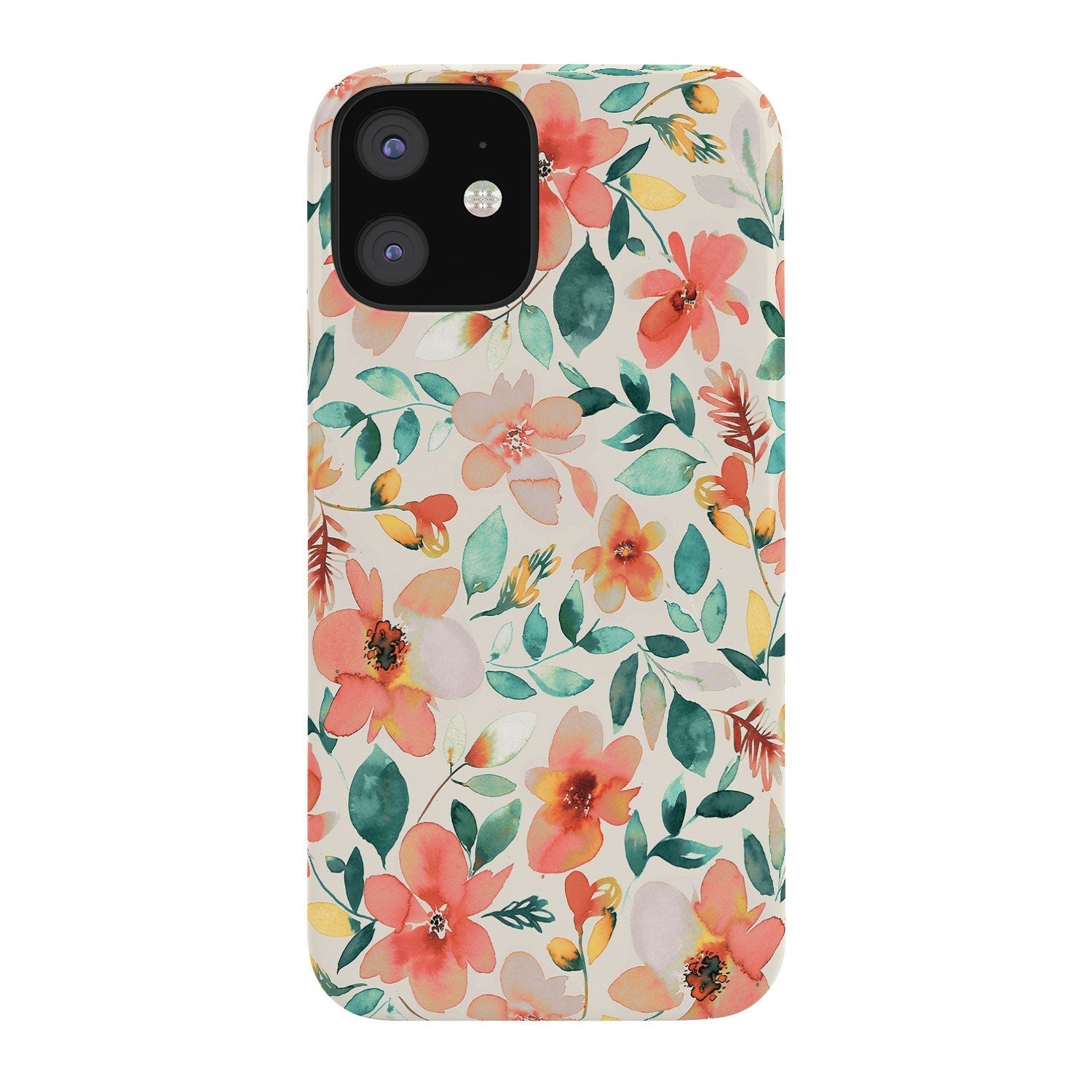Ninola Design Botanic Retreat Tropical Whimsical Flowers Coral Green Phone Case