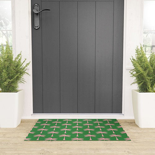 Design by Spark Pink Palm Tree Oasis Welcome Mat