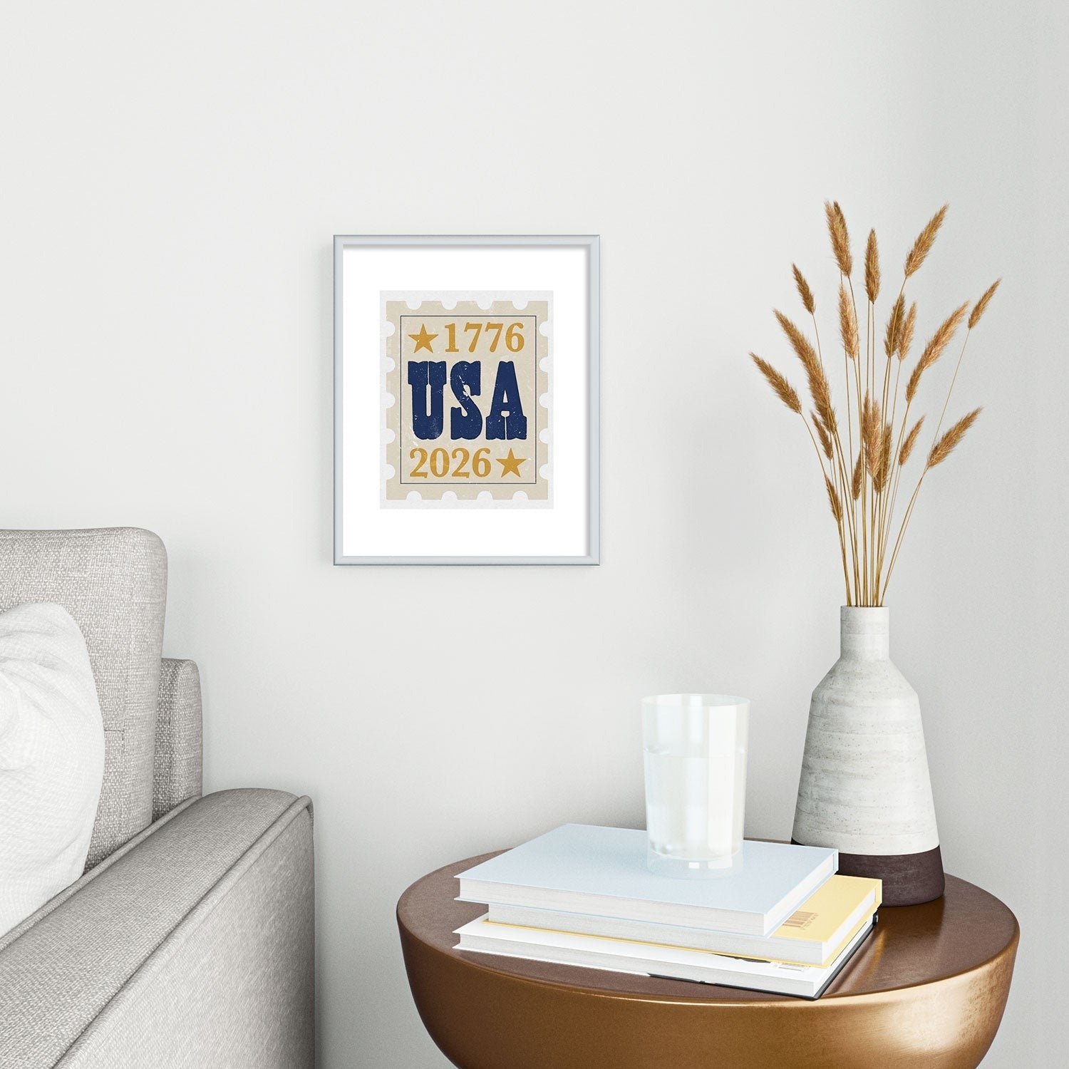 DENY Designs USA Stamp Metal Framed Art Print