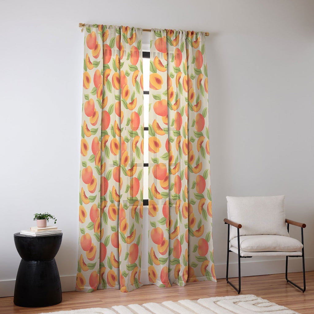 Jessica Molina Peach Pattern Sheer Window Curtain