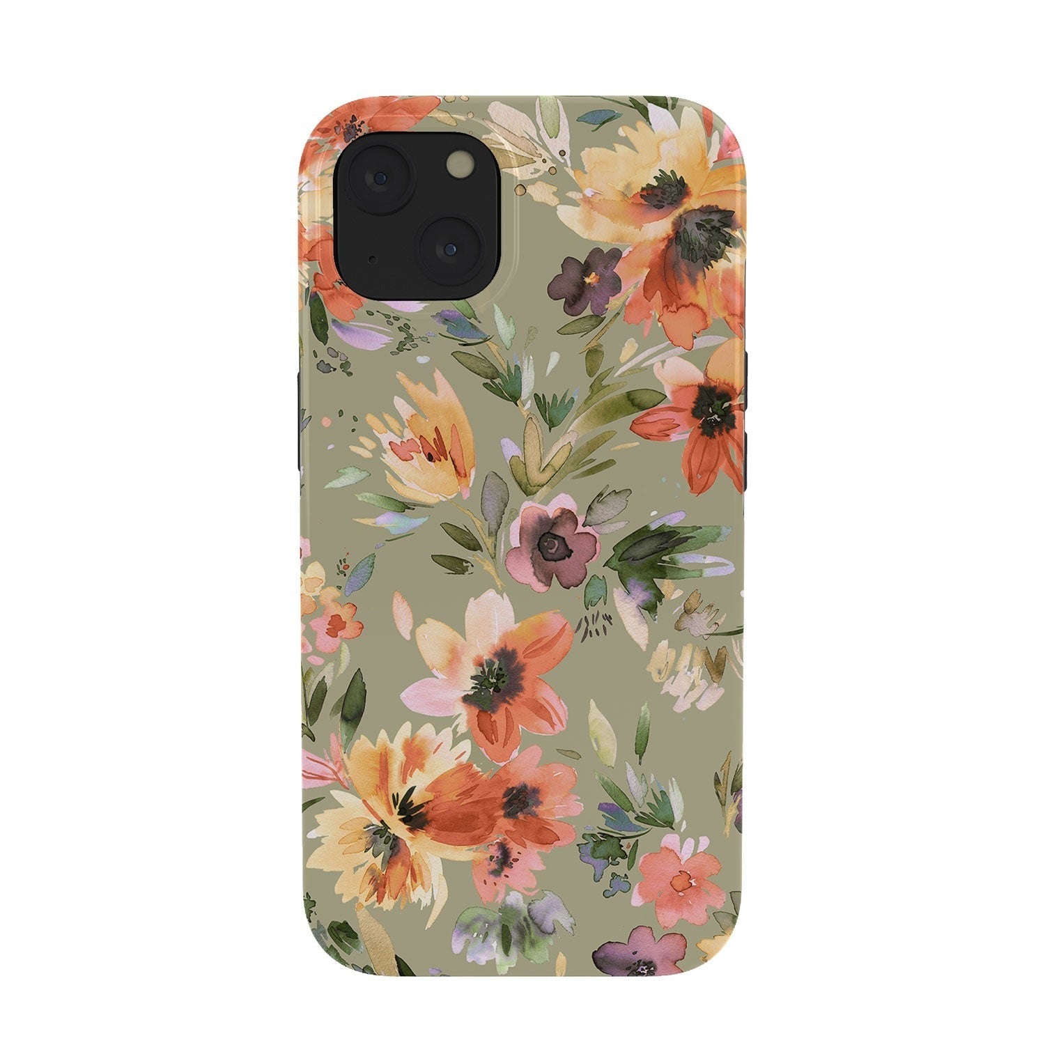 Ninola Design Botanic Retreat Painterly Tropical Flowers Sage Green Phone Case