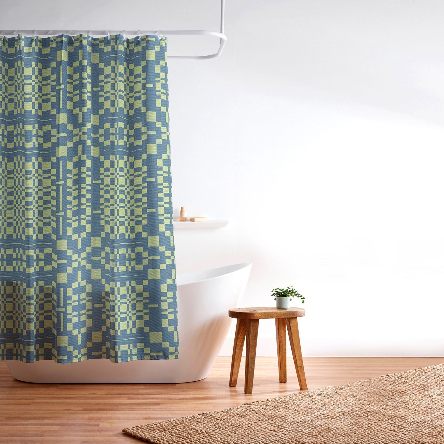 Marta Barragan Camarasa Nostalgic Grid Design Shower Curtain