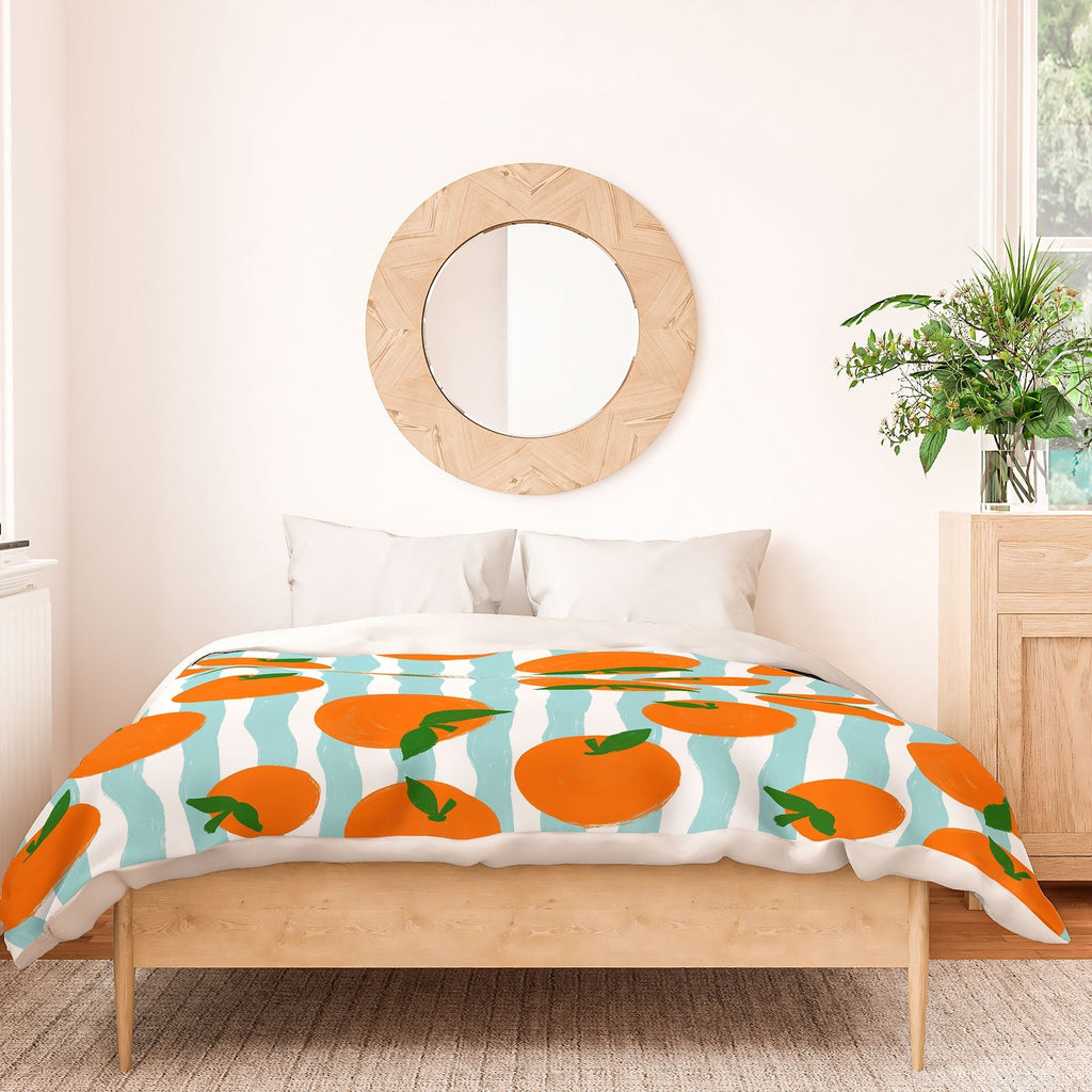 Design by Spark Zesty Oranges and Stripes Duvet Cover