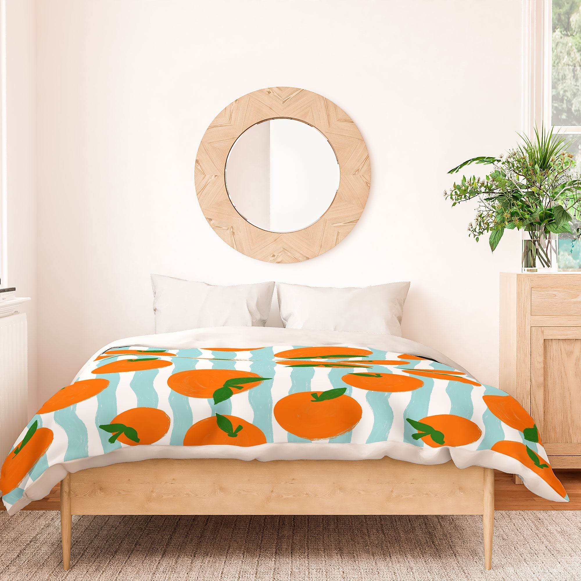 Design by Spark Zesty Oranges and Stripes Duvet Cover