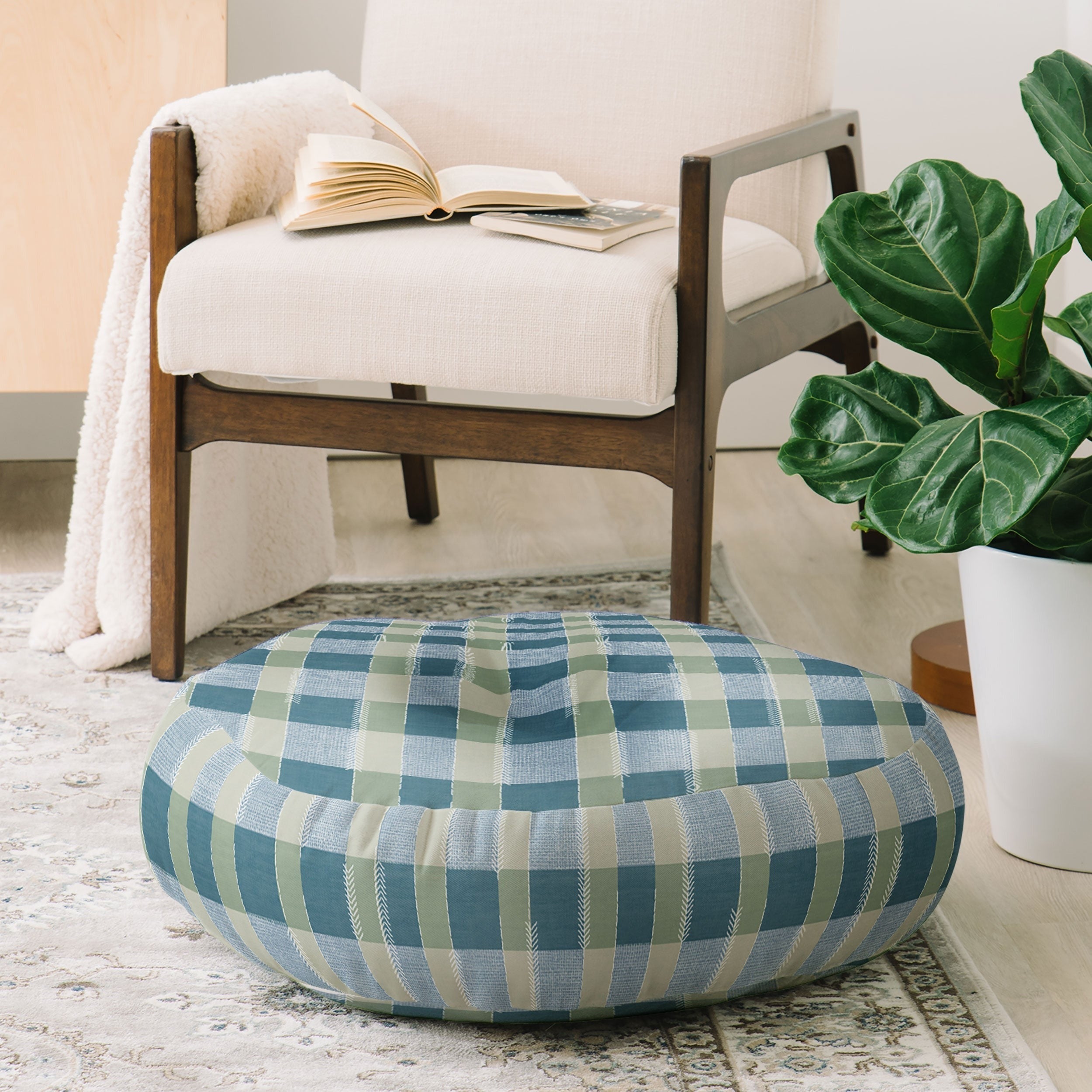 Marta Barragan Camarasa Country Style Checks Floor Pillow Round