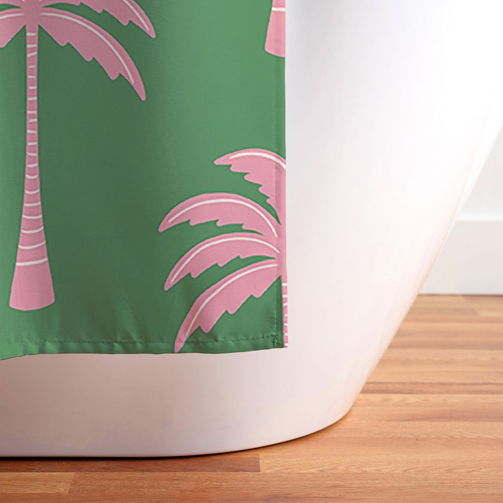 Design by Spark Pink Palm Tree Oasis Shower Curtain
