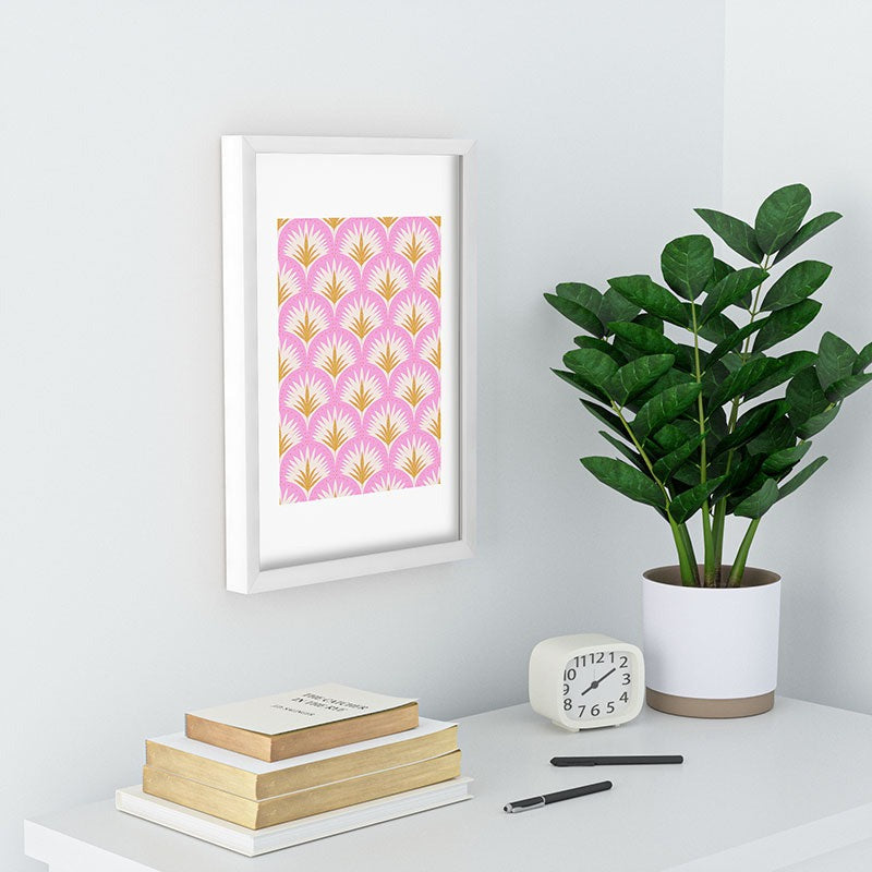 Jennifer Labre Pink Palmetto Recessed Framing Rectangle